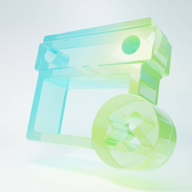 Buzlu cam takvim tarihi silme simgesi beyaz arkaplanda izole edildi. Olay hatırlatma sembolü. Minimalizm kavramı. 3 Boyutlu resimleme.