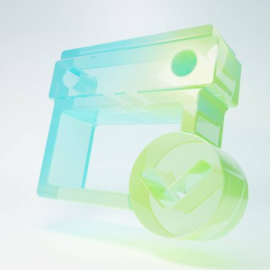 Beyaz arkaplanda işaretleme simgesi izole edilmiş buzlu cam takvimi. Minimalizm kavramı. 3 Boyutlu resimleme.