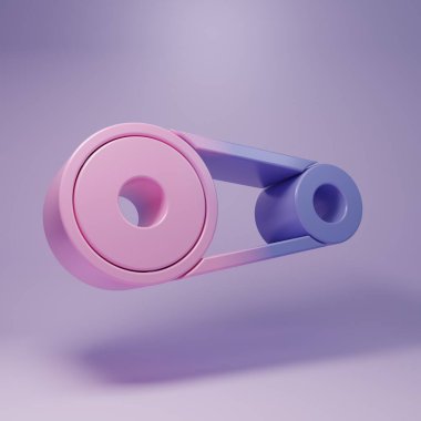 Purple Timing belt kit icon isolated on purple background. Minimalism concept. 3D render illustration.