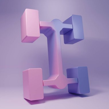 Mor renkli Chassis araba ikonu, mor arka planda izole edilmiş. Minimalizm kavramı. 3 Boyutlu resimleme.