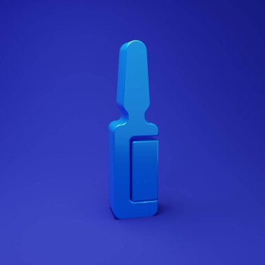 Mavi Diş Ağrısı kesici tablet ikonu mavi arka planda izole edilmiş. Diş bakımı ilacı. Kapsül hapı ve ilaç. Eczane tasarımı. Minimalizm kavramı. 3 Boyutlu resimleme.