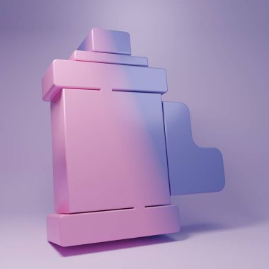 Mor Kamera klasik film rulo kartuş simgesi mor arkaplanda izole edilmiş. 35 mm 'lik film kutusu. Film şeridi fotoğrafçı ekipmanı. Minimalizm kavramı. 3 Boyutlu resimleme.