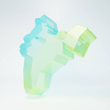 Beyaz zemin üzerinde izole edilmiş buzlu cam Hindistan haritası simgesi. Minimalizm kavramı. 3 Boyutlu resimleme.