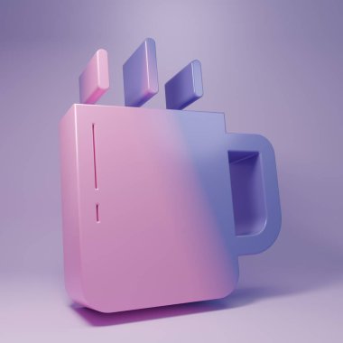 Purple Coffee cup icon isolated on purple background. Tea cup. Hot drink coffee. Minimalism concept. 3D render illustration.