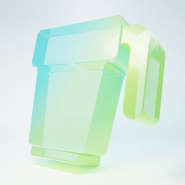 Frosted glass Coffee cup icon isolated on white background. Tea cup. Hot drink coffee. Minimalism concept. 3D render illustration.