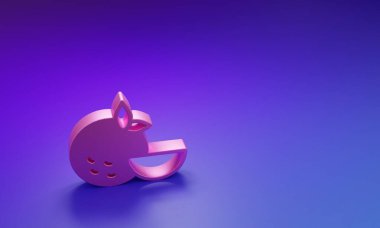 Pink Orange fruit icon isolated on purple-blue background. Minimalism concept. 3D render illustration.