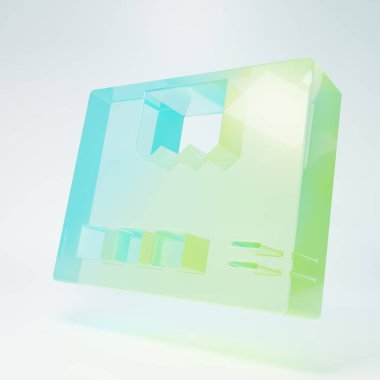 Frosted glass Carton cardboard box icon isolated on white background. Box, package, parcel sign. Delivery and packaging. Minimalism concept. 3D render illustration.