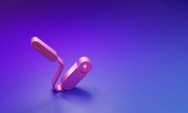 Pembe boya fırçası ikonu mor-mavi arkaplanda izole edilmiş. Minimalizm kavramı. 3 Boyutlu resimleme.