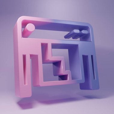 Mor Çizim simgesi mor arkaplanda izole edildi. Büyük format çok fonksiyonlu yazıcı. Yalan makinesi, matbaa hizmeti. Minimalizm kavramı. 3 Boyutlu resimleme.