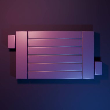 Mor renkli araba soğutma sistemi ikonu mor-mavi arka planda izole edilmiş. Minimalizm kavramı. 3 Boyutlu resimleme.