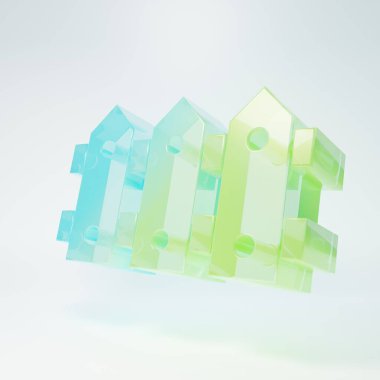 Frosted glass Garden fence wooden icon isolated on white background. Minimalism concept. 3D render illustration.