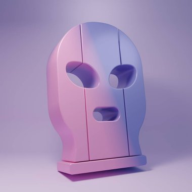 Mor Meksikalı güreşçi ikonu, mor arka planda izole edilmiş. Minimalizm kavramı. 3 Boyutlu resimleme.