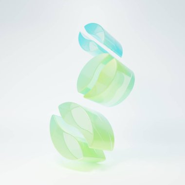 Beyaz arka planda izole edilmiş buzlu cam kahve çekirdeği ikonu. Minimalizm kavramı. 3 Boyutlu resimleme.