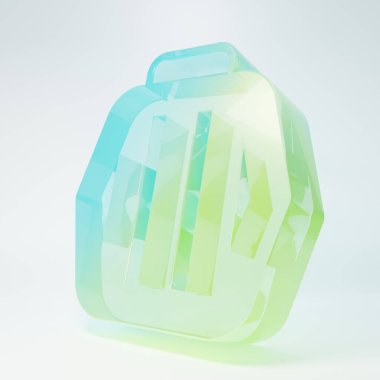 Beyaz arka planda izole edilmiş buzlu cam hayvan taşıma kutusu simgesi. Hayvanlar, köpekler ve kediler için taşıyıcı. Hayvanlar için konteynır. Hayvan taşıma kutusu. Minimalizm kavramı. 3 Boyutlu resimleme.