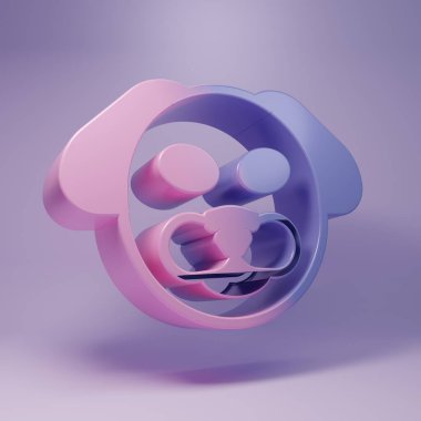 Purple Dog icon isolated on purple background. Minimalism concept. 3D render illustration.