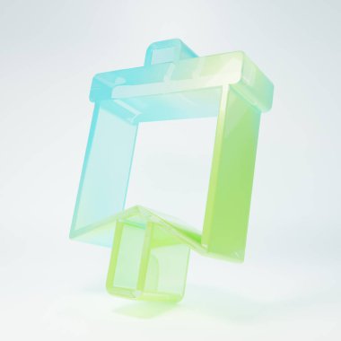 Beyaz zemin üzerinde izole edilmiş buzlu cam bayrak simgesi. Zafer, kazanmak ve zorluk konseptini fethetmek. Minimalizm kavramı. 3 Boyutlu resimleme.