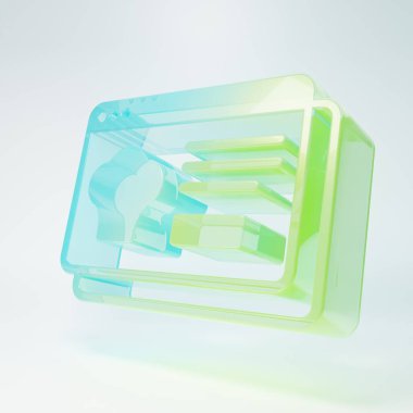 Çevrimiçi buzlu cam siparişi ve fast food dağıtım ikonu beyaz arka planda izole edildi. Minimalizm kavramı. 3 Boyutlu resimleme.