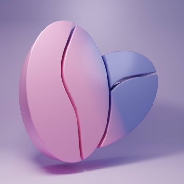 Purple Coffee beans icon isolated on purple background. Minimalism concept. 3D render illustration.
