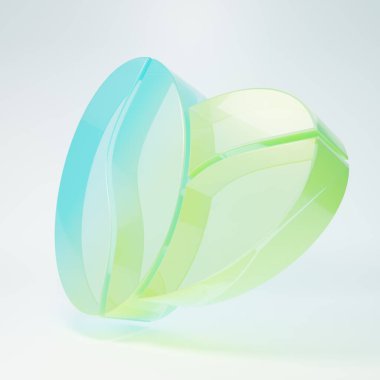 Beyaz arka planda izole edilmiş buzlu cam kahve çekirdeği ikonu. Minimalizm kavramı. 3 Boyutlu resimleme.