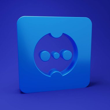 Mavi Elektrik çıkış simgesi mavi arkaplanda izole edildi. Elektrik prizi. Rosette sembolü. Minimalizm kavramı. 3 Boyutlu resimleme.