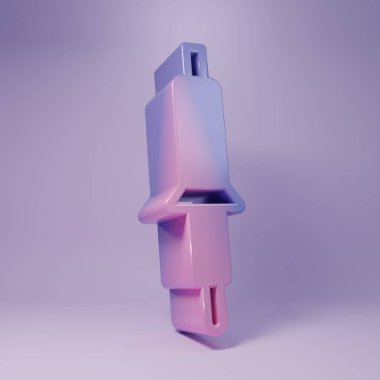 Mor lehim demiri ikonu mor arkaplanda izole edilmiş. Minimalizm kavramı. 3 Boyutlu resimleme.