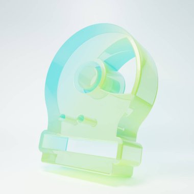 Frosted glass Astronaut helmet icon isolated on white background. Minimalism concept. 3D render illustration.