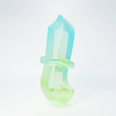 Frosted glass Military knife icon isolated on white background. Minimalism concept. 3D render illustration.