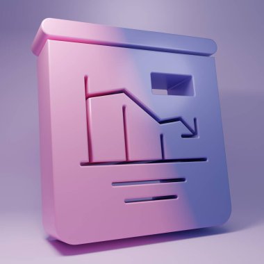 Mor Turta grafiği bilgisel simgesi mor arkaplanda izole edildi. Diyagram çizelgesi. Dünya finans krizi. Minimalizm kavramı. 3 Boyutlu resimleme.