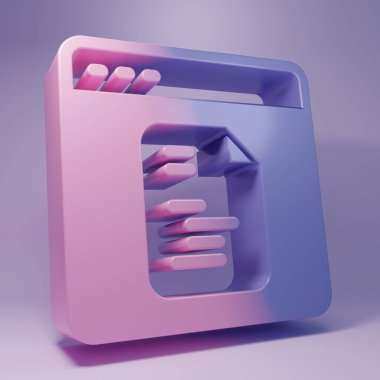 Purple Software, web developer programming code icon isolated on purple background. Javascript computer script random parts of program code. Minimalism concept. 3D render illustration.