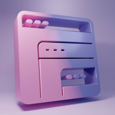 Purple Software, web developer programming code icon isolated on purple background. Javascript computer script random parts of program code. Minimalism concept. 3D render illustration.