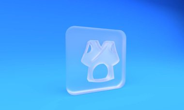 Frosted glass Kimono icon isolated on blue background. Chinese, Japanese, Korean, Vietnamese wearing national costumes, kimono. Traditional Asian costumes. Square frosted glass button. 3D render illustration.