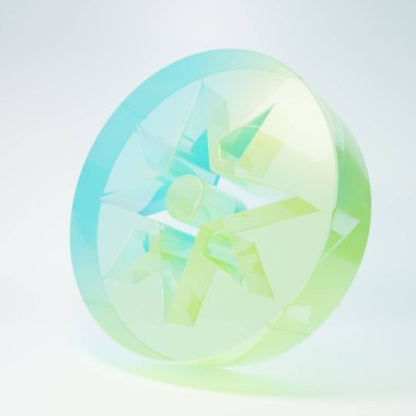 Frosted glass Wind rose icon isolated on white background. Compass icon for travel. Navigation design. Minimalism concept. 3D render illustration.