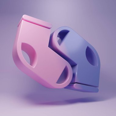 Mor Çorap ikonu, mor arka planda izole edilmiş. Minimalizm kavramı. 3 Boyutlu resimleme.