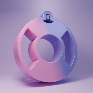 Mor renkli Lifebuoy simgesi mor arkaplanda izole edilmiş. Can simidi sembolü. Minimalizm kavramı. 3 Boyutlu resimleme.