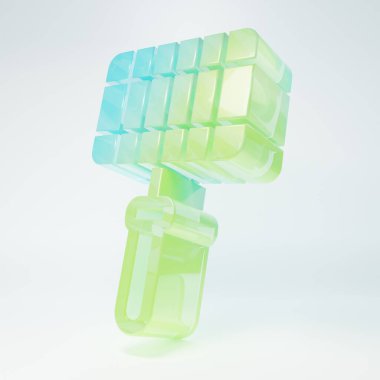 Beyaz arka planda izole edilmiş buzlu cam ızgara çelik ızgara ikonu. Barbekü ızgarasının üst görüntüsü. Barbekü için tel askı. Izgara sepeti. Minimalizm kavramı. 3 Boyutlu resimleme.