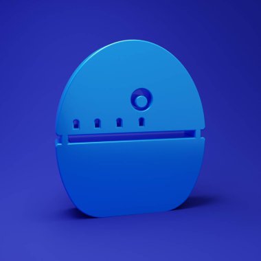 Mavi Mutfak zamanlayıcı simgesi mavi arkaplanda izole edildi. Yumurta zamanlayıcısı. Mutfak aletleri. Minimalizm kavramı. 3 Boyutlu resimleme.