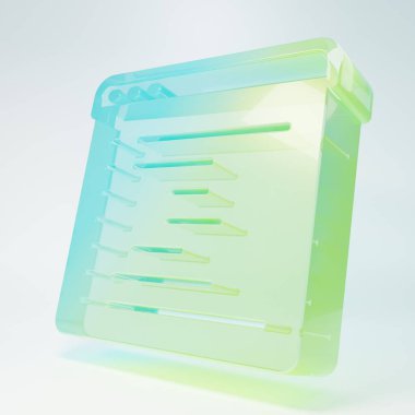 Frosted glass Browser window icon isolated on white background. Minimalism concept. 3D render illustration.