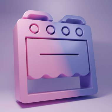 Mor fırın simgesi mor arkaplanda izole edilmiş. Fırın tabelası. Minimalizm kavramı. 3 Boyutlu resimleme.