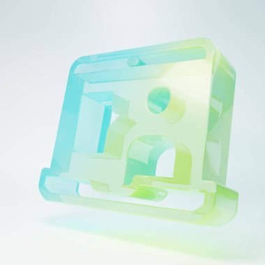 Frosted glass E-learning of different foreign languages icon isolated on white background. Minimalism concept. 3D render illustration.