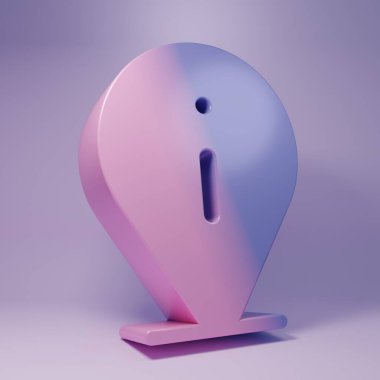 Mor Bilgi simgesi mor arkaplanda izole edildi. Minimalizm kavramı. 3 Boyutlu resimleme.