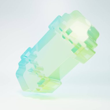 Beyaz arka planda izole edilmiş buzlu cam kaykay ikonu. Olağanüstü bir spor. Spor malzemeleri. Minimalizm kavramı. 3 Boyutlu resimleme.