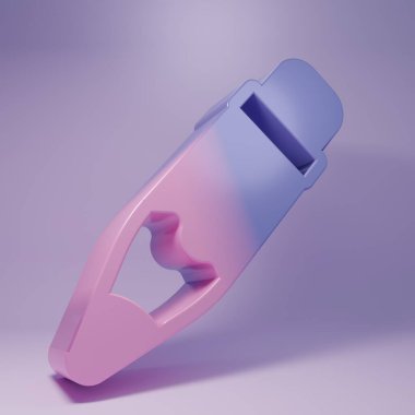 Mor arkaplanda izole edilmiş silgi simgesine sahip mor kalem. Çizim ve eğitim araçları. Okul sembolü. Minimalizm kavramı. 3 Boyutlu resimleme.