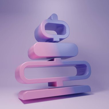 Mor Piramit oyuncak ikonu mor arkaplanda izole edilmiş. Minimalizm kavramı. 3 Boyutlu resimleme.