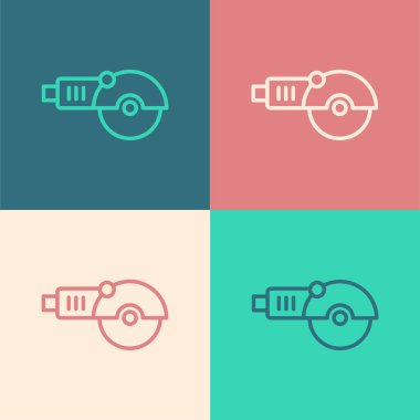 Pop Art Line Angle Öğütücü simgesi renk arkaplanında izole edildi. Vektör.