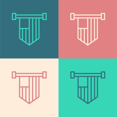 Pop Art Line Amerikan bayrağı simgesi renk arkaplanında izole edildi. ABD bayrağı. Amerika Birleşik Devletleri. Vektör.