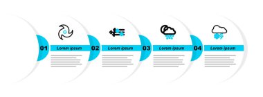 Bulut 'u kar ve yıldırımlı kar yağışı ile hizaya sokun. Rüzgar ve Kasırga ikonu. Vektör.