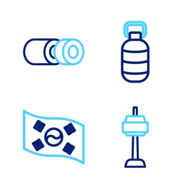 Güney Kore 'deki N Seul kulesine Kore feneri ve suşi simgesi yerleştirin. Vektör.