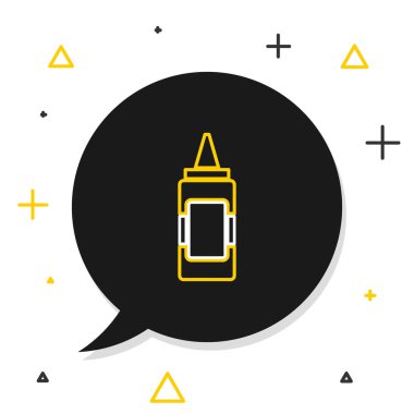 Hardal şişesi simgesi beyaz arkaplanda izole edildi. Renkli taslak konsepti. Vektör.