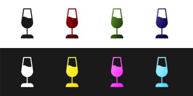 Şarap kadehi simgesini siyah beyaz arkaplanda izole et. Şarap kadehi işareti. Vektör.