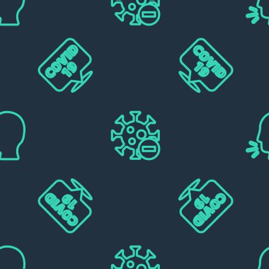 Hat negatif virüs, yer Corona ve düzgün bir şekilde öksüren adam. Vektör.